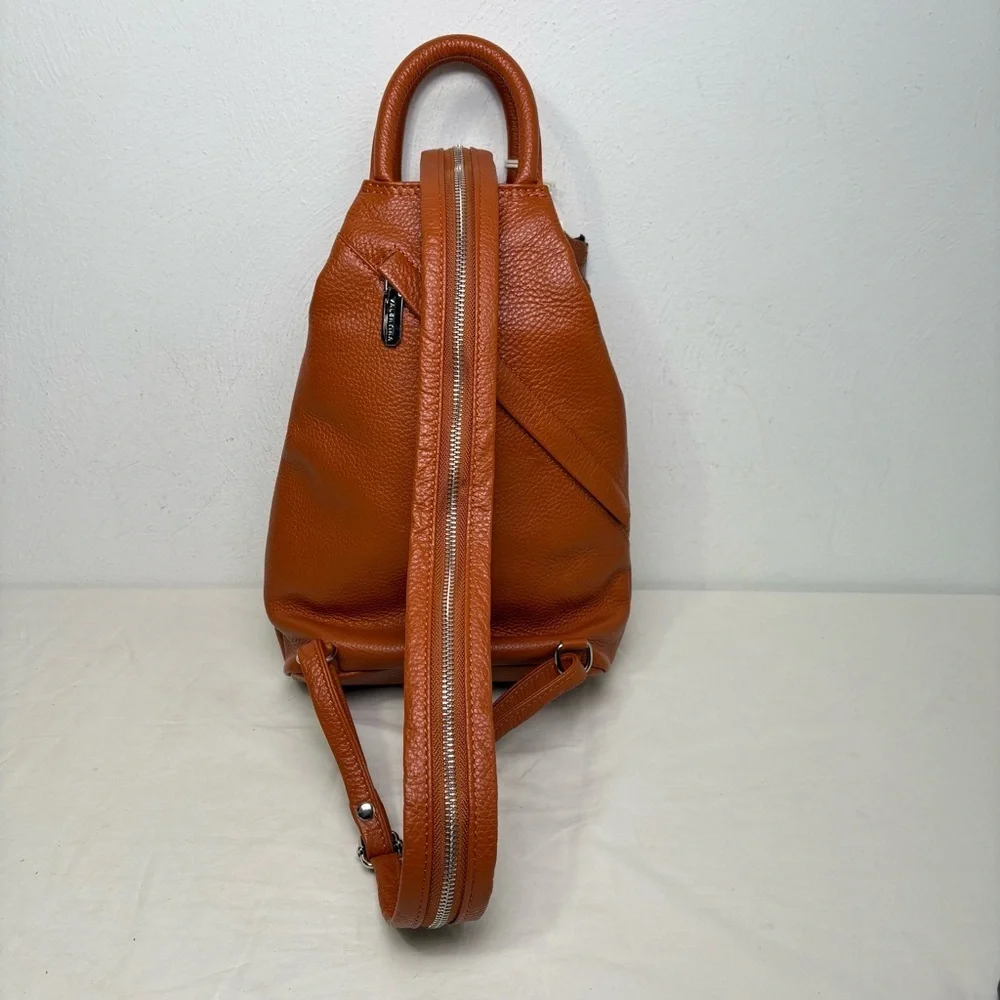 VALENTINA Made In Italy Pebbled Leather Convertible Backpack NEW W TAGS